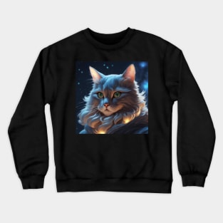 Curious Domestic Cat Poses for Portrait Crewneck Sweatshirt